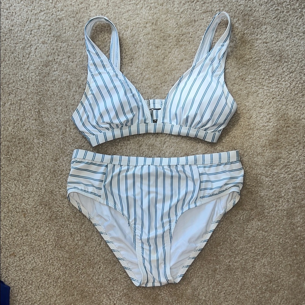 Splendid Blue and White Striped Bikini